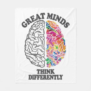 Great Minds Think Differently Brain Fleece Blanket