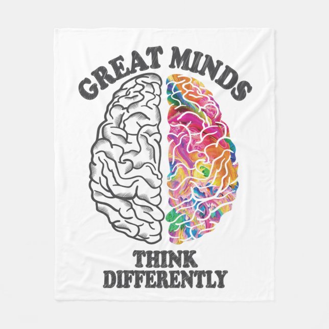 Great Minds Think Differently Brain Fleece Blanket (Front)