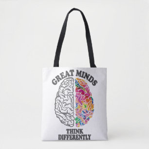 Great Minds Think Differently Brain Tote Bag