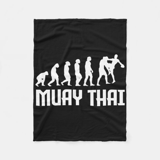 Great Muay Thai Evolution Design Kickboxer Mma Tra Fleece Blanket (Front)