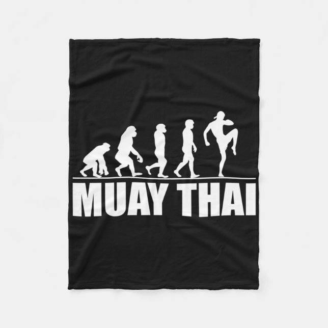 Great Muay Thai Evolution Gift Kickboxing Martial  Fleece Blanket (Front)