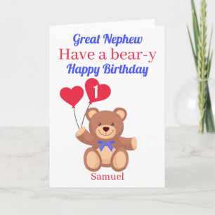 Great Nephew 1st Bear-y Birthday Card