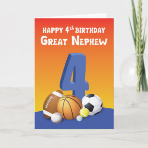 Great Nephew 4th Birthday Sports Balls Card