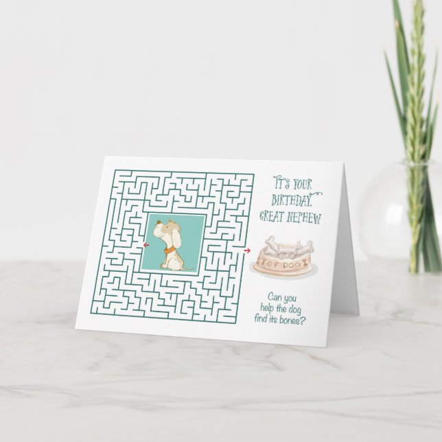 Great Nephew Amazing Birthday Puzzle Maze Dog Card (Front)