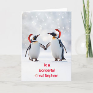 Great Nephew Christmas Happy Holidays Cute Penguin Card