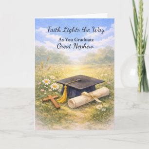 Great Nephew Graduation Religious Faith Lights Card