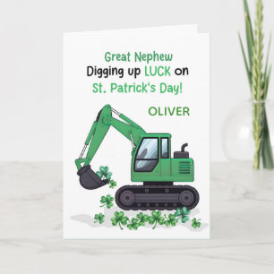 Great Nephew St Patricks Day Construction Truck Card
