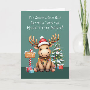 Great Niece Adorable Funny Moose Christmas Card