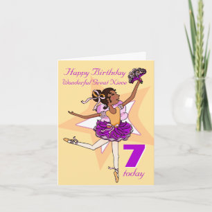 Great Niece ballerina birthday peach age card