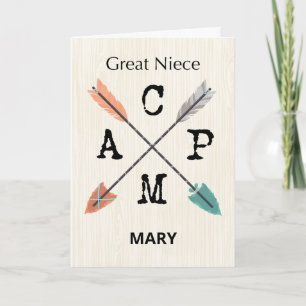 Great Niece Camp Personalise Name Arrows Card