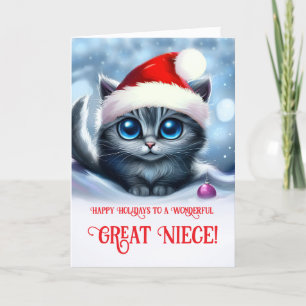 Great Niece Christmas Holiday with Cute Cat Card