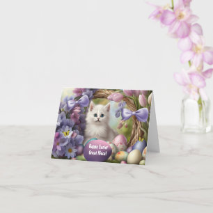 Great Niece Cute Easter with Colored Eggs Card