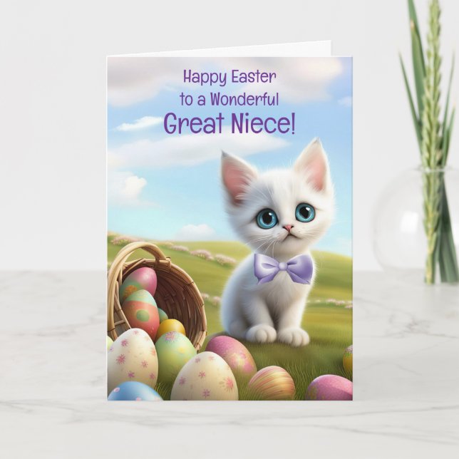 Great Niece Happy Easter Cute Kitten Card (Front)