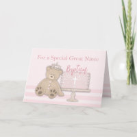 Great Niece Pink Baptism Cake Teddy Bear and Tiara