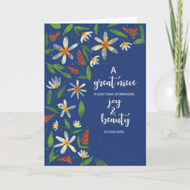 Great Niece Religious Birthday Daisies Wildflower Card (Front)