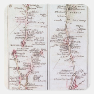 Great North Road out of London, 1st July 1790 Square Sticker