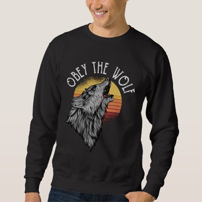 Great obedience of the wolf motif sweatshirt (Front)