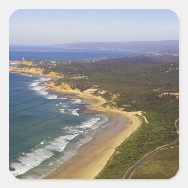 Great Ocean Road and Split Point Lighthouse, Square Sticker (Front)