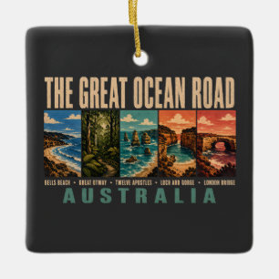 Great Ocean Road Australia Landmarks Illustration Ceramic Ornament
