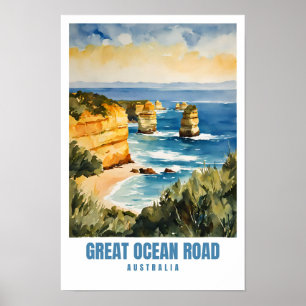 Great Ocean Road Australia Travel Vintage Retro Poster
