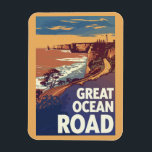 Great Ocean Road Travel Art Vintage Magnet<br><div class="desc">Great Ocean Road vector art design. The Great Ocean Road is an Australian National Heritage stretch of road along the south-eastern coast of Australia between the Victorian cities of Torquay and Allansford.</div>