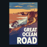 Great Ocean Road Travel Art Vintage Poster<br><div class="desc">Great Ocean Road vector art design. The Great Ocean Road is an Australian National Heritage stretch of road along the south-eastern coast of Australia between the Victorian cities of Torquay and Allansford.</div>