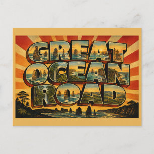 Great Ocean Road VIC Vintage Travel Art Postcard
