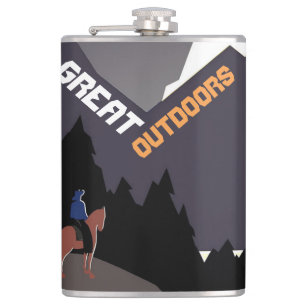 Great Outdoors Retro Montana Travel Advert Art Hip Flask
