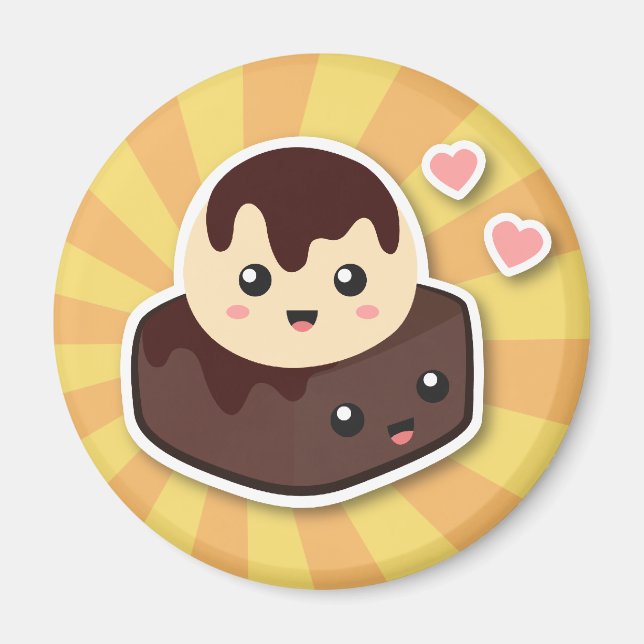 Great pair of Vanilla Ice Cream and Brownie Magnet (Front)