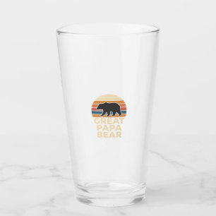 Great Papa Bear Retro Sunset Vintage Vector Design Glass