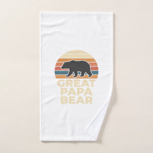 Great Papa Bear Retro Sunset Vintage Vector Design Hand Towel