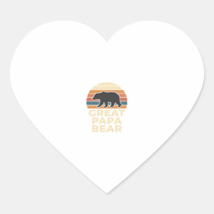 Great Papa Bear Retro Sunset Vintage Vector Design Heart Sticker