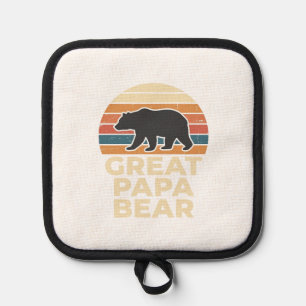 Great Papa Bear Retro Sunset Vintage Vector Design Pot Holder