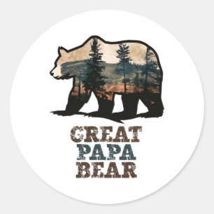 Great Papa Bear Vintage Retro Funny Grandpa Classic Round Sticker
