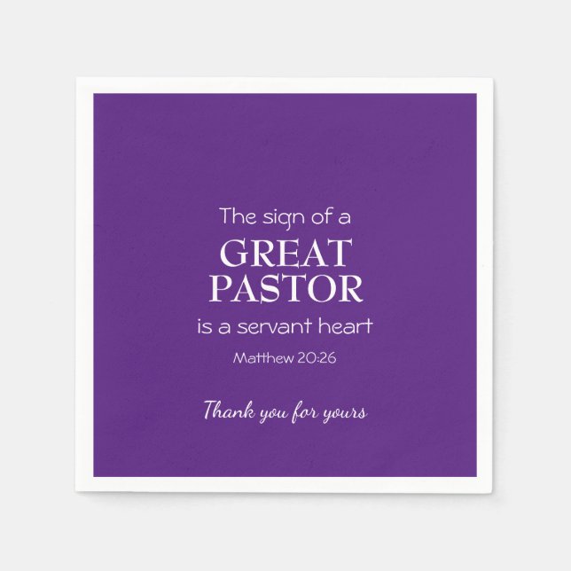 GREAT PASTOR | SERVANT HEART Modern | THANK YOU Napkin (Front)
