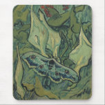 Great Peacock Moth by Vincent van Gogh Mouse Pad<br><div class="desc">Great Peacock Moth (1889) by Vincent van Gogh is a vintage fine art still life post impressionism nature painting. An insect, the Emperor Moth, in a spring garden with Calla Lily flowers and other plants. About the artist: Vincent Willem van Gogh (1853-1890) was a Post-Impressionist painter whose work was most...</div>