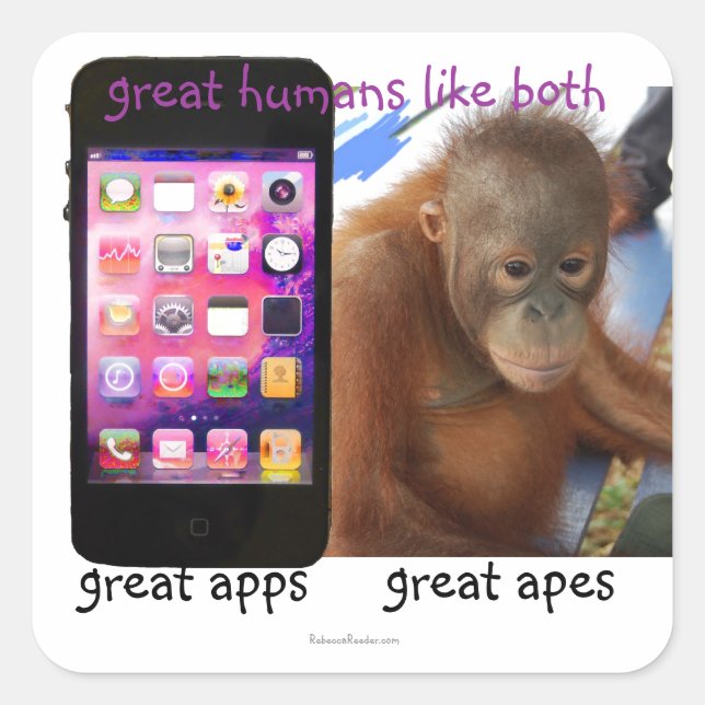 Great Phone Apps Great Ape Humour Square Sticker (Front)