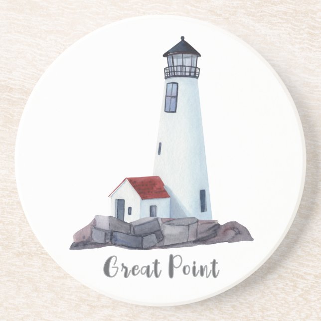 Great Point Lighthouse Nantucket Coaster (Front)