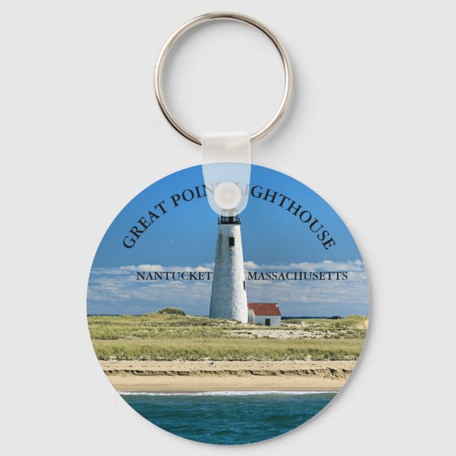Great Point Lighthouse Nantucket MA Keychain (Front)