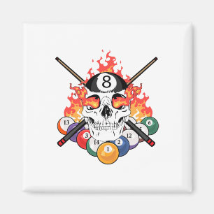 Great Pool Billiards Player Skull Billiard Cue Ll  Magnet