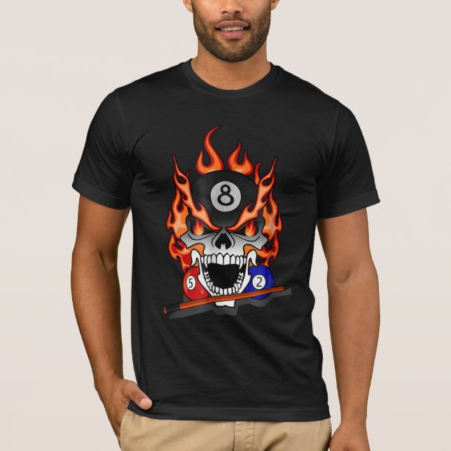 Great Pool Billiards Skull & Gift T-Shirt (Front)