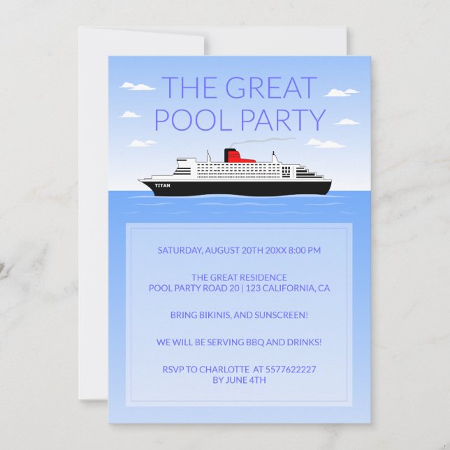 Great Pool Party Invitation (Front)