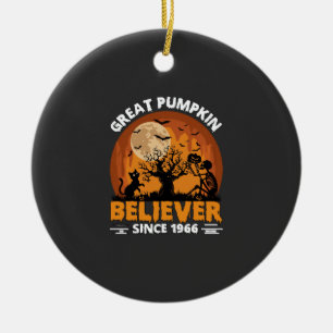 Great Pumpkin Believer Since Halloween Skeleton Ca Ceramic Ornament