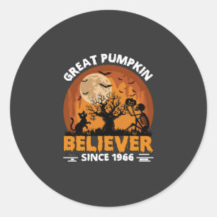 Great Pumpkin Believer Since Halloween Skeleton Ca Classic Round Sticker