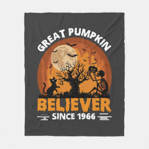 Great Pumpkin Believer Since Halloween Skeleton Ca Fleece Blanket