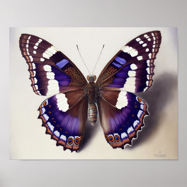Great Purple Emperor Butterfly Art Print Poster (Front)