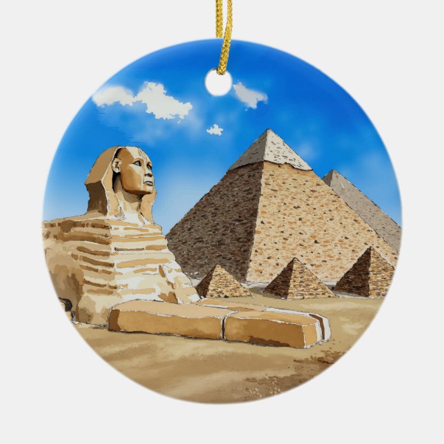 Great Pyramids of Giza Egypt Watercolor Ceramic Ornament (Front)