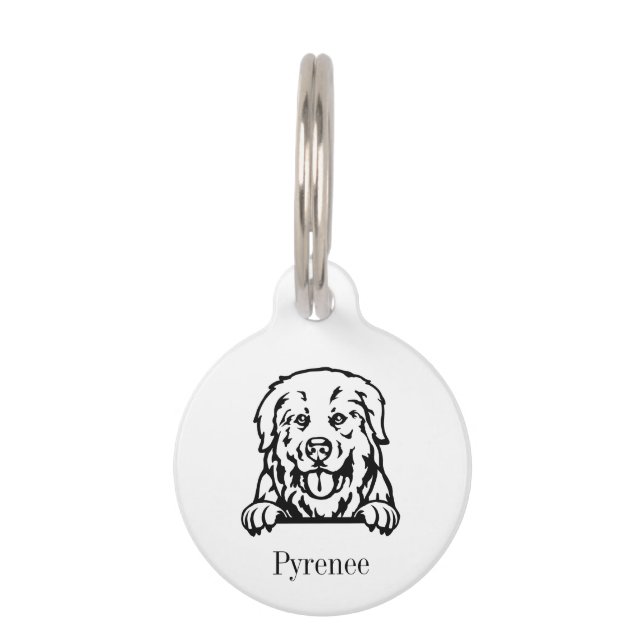 Great Pyrenee dog personalised name tag (Front)