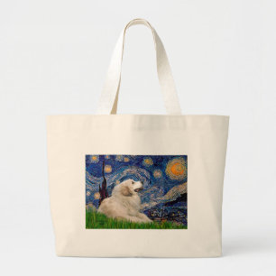 Great Pyrenees 2 - Starry Night Large Tote Bag