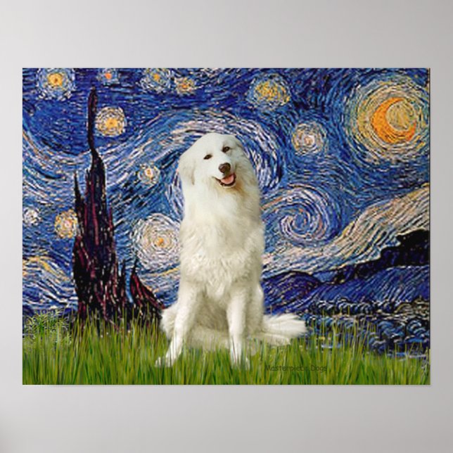 Great Pyrenees 3 - Starry Night Poster (Front)